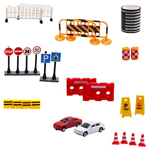 HEMOTON 27 Stück Verkehrszeichen Straßensperren Spielzeug Straßenschilder Spielzeug Verkehrssperren Spielzeug Baustellenspielzeug Verkehrsschilder Spielzeug Miniatur von HEMOTON