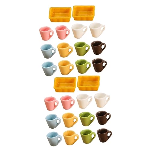 HEMOTON 28 STK Mini-Tasse Miniatur-Hausbedarf Dekoration Espressotasse Kaffeebecher Mini-Utensilien vortäuschen nachmittagstee dekor sechs Farben Kaffeetasse Dekorationen vorgeben von HEMOTON