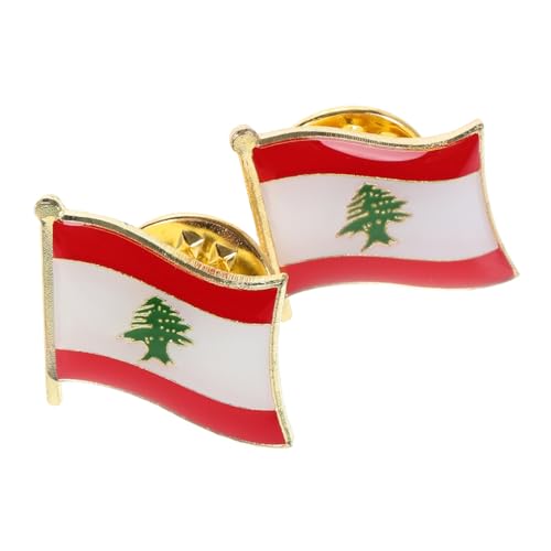HEMOTON 2St Fahnenbrosche Reiterhalterung Box-Handspiegel Deutsche Nationalflagge Pin Nationalflagge Anstecknadel Anstecknadeln mit Libanon-Flagge Anstecknadel mit libanesischer Flagge von HEMOTON