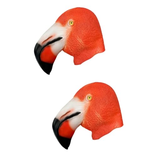HEMOTON 2St Flamingo-Maske halloween masken halloweenmaske Flamingo-Halloween-Maske gruselige Halloween-Maske kleidung Vogelmaske aus Latex Halloween-Tiermaske Abschlussball Gesichtsmaske von HEMOTON