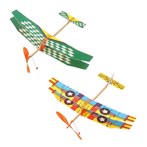 HEMOTON 2St Gummiband Flugzeug Kinderspielzeug Kinder bastelset Flugzeug mit Gummibandantrieb Mini-Gummibänder Modelle Spielzeuge Flugzeugspielzeug zusammenbauen DIY-Spielzeug für Kinder von HEMOTON