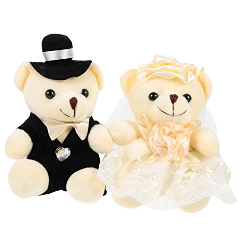 HEMOTON 2St Hochzeitsbärenpuppe kleines Kuscheltier für den Tisch Hochzeitsgeschenk Plüschbär Brautpaar Plüschbär Ornament jäten Puppe bär Puppe Füllung von HEMOTON