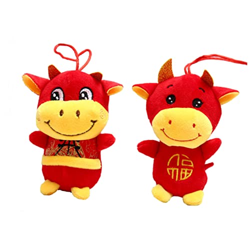 HEMOTON 2 Stücke Chinesisches Sternzeichen Ochsenjahr-Maskottchen Kalb Puppe Weiches Tier Ochsenjahr-Maskottchen Kuh Neujahrs-Maskottchen Chinesisches Neujahrs- von HEMOTON