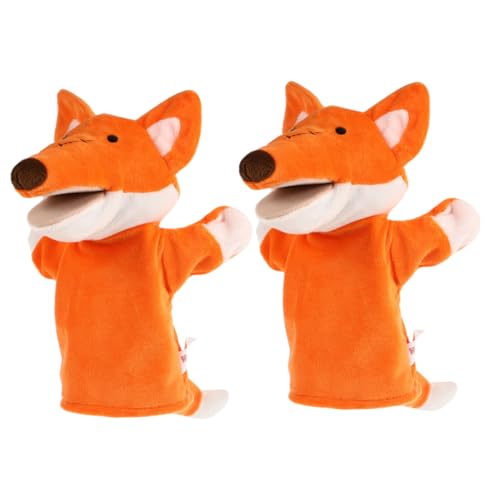 HEMOTON 2St Krähe Handpuppe Spielzeugtiere Kinderpuppen Cartoon-Handpuppen Puppen für zum Geschichtenerzählen Weihnachtspuppenspielzeug kleine Handpuppe Plüsch Orange von HEMOTON