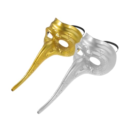 HEMOTON 2St Lange Nasenmaske Männer maskieren Träger Silberne Kleeblattmaske Große Nasenmaske Pudelmaske goldene maske Halloween-Maske Maskerademaske für Jungen Kostüm Maske Plastik von HEMOTON