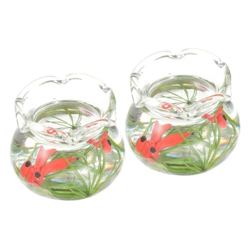 HEMOTON 2St Mini Goldfischglas Kleine Fischschüssel Wasser kleines Aquarium Qualle Home Decor wohnungseinrichtung tischdeko esstisch The Craft winzige Dinge Puppenhausdekoration von HEMOTON