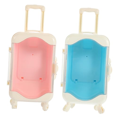 HEMOTON 2St Mini-Koffer aufbewahrungsboxen für spielsachen für reisekoff kleine Hausdekoration Tobendes Mini-Hauskoffer Plastik von HEMOTON