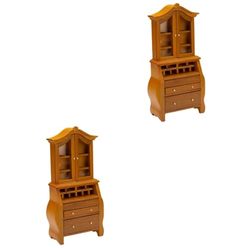 HEMOTON 2St Mini-Puppenhaus Bücherregal für Kinder Bücherregale Miniatur-Bücherregal aus Holz Mini-Bücherregal aus Holz hölzern Möbel Zubehör schmücken Mikroszene Holzschrank von HEMOTON