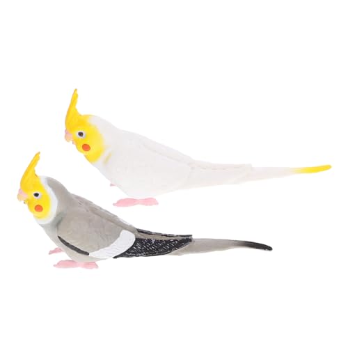 HEMOTON 2st Papagei-Modell Simulation Kakadu-Ornament Realistische Papageienfiguren Kuchendeckel Simuliertes Vogeldekor Ara-Spielzeug Lernspielzeug Fest Zubehör Plastik von HEMOTON