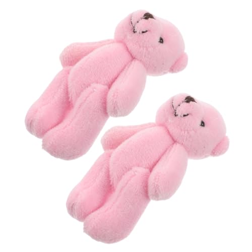 HEMOTON 2St Puppenhauspuppe Mini Mini plüschtiere Mini-Bärenpuppen Plüschbär kleine Bären Mini-Bärenspielzeug Bär zum Basteln Minibären kurzer Plüsch Rosa von HEMOTON