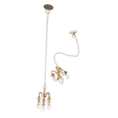 HEMOTON 2St winzige Deckenlampenverzierung Miniatures kristallleuchter lampen Gold Puppenhaus-Miniaturen Mini-Möbelstütze Vier Puppen-Deckenlampe Simulationsmöbel Legierung Golden von HEMOTON