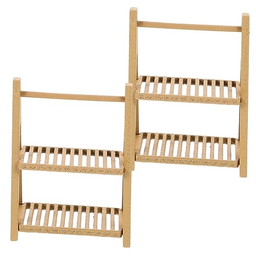HEMOTON 2st Gefälscht Essen Figur Behälter Fälschung Puppenhaus Plüsch Zubehör Bausätze Bausatz Miniatur Häuser Drinnen Künstlich Gleiten Anlage Korb Mini Regal Hölzern von HEMOTON