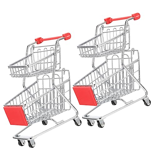 HEMOTON 2st Mini-einkaufswagen Kinderspielzeug Puppenwagen Kleiner Einkaufswagen Spielzeug-einkaufswagen Puppen Einkaufswagen Kinderwagen Einkaufen Lagerung Geschenkkorb Schmiedeeisen von HEMOTON