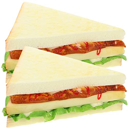 HEMOTON 2st Sandwich-Modell Erde Tablett Bündeln Quaste Plüschfutter Würfel Künstliches Gießen Joghurt Requisiten Gerät Essen Netze Gebäck-Requisiten Schüssel Bausatz Pu von HEMOTON