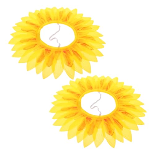 HEMOTON 2st Sonnenblumenkopfbedeckung Abschlusskappe Mit Quaste Blumenkopfkleidung Abschlusskappe Für Kleine Tiere Mini -abschlusshüte Lampenschirm Aus Rattanimitat Seidentuch Yellow von HEMOTON