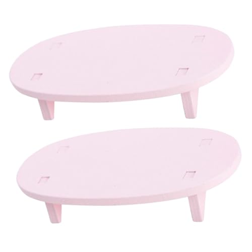 HEMOTON 2st Szene Miniatur Tür Puppenhaus Beistelltisch Mini-holztisch Puppenstubentisch Aus Holz Möbelmodell Mini-haustisch Mini-Tisch Hölzern Rosa von HEMOTON
