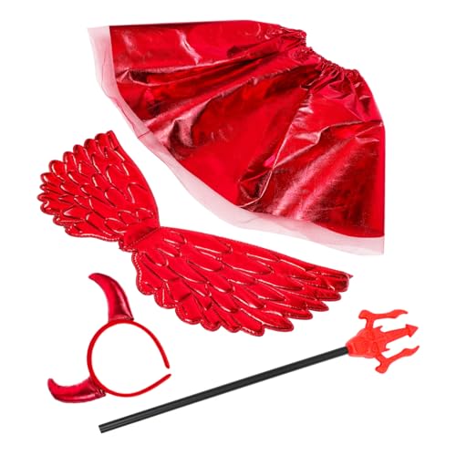 HEMOTON 3 Sätze Dämonen flügel Set Dämonenhörner und Kinderanzug Stirnband Halloween-Teufel-Dekor Teufelsgabel Prop bilden Requisiten einstellen Kleidung Mädchen schmücken Plastik von HEMOTON