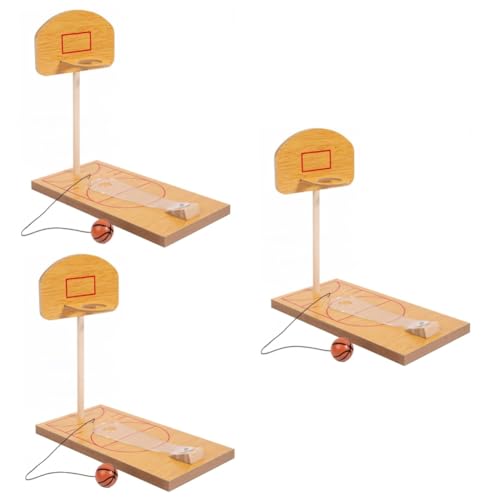HEMOTON 3 Sätze Desktop-Basketballspielzeug Kinder holzspielzeug Hand Spielzeug Spielzeuge Spielset aus Holz Tischspiel Tischbasketball für Kinder Katapult Schachbrett Reisen Plastik von HEMOTON