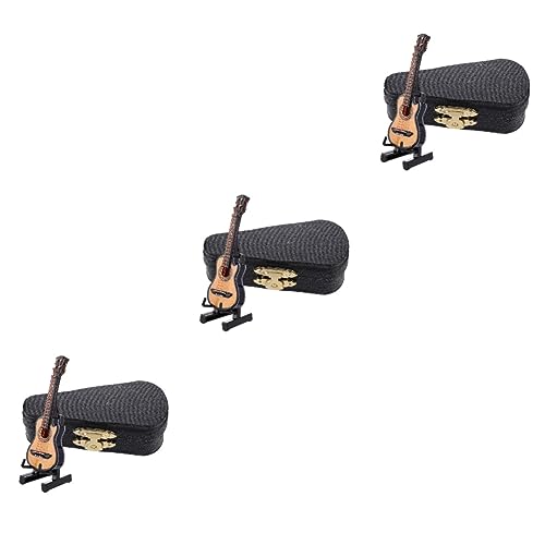 HEMOTON 3 Sätze Mini-Gitarre Geschenke für musikliebhaber Gitarrenmodell Gitarre schmuck Miniaturmöbel Musikinstrumente Ornament E-Gitarren-Dekor Gitarrenverzierung Schreibtisch Statue von HEMOTON