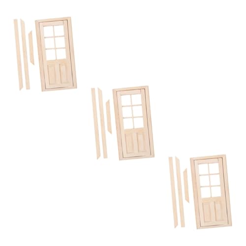 HEMOTON 3 Sätze Puppenhaus DIY Tür Mini-verzierung Holzdeko Selber Machen Mini-Dekoration Holztür Minitür Mini-möbeldekor Mini-möbelverzierung Mini-tür-Modell Holzmöbel Hölzern Tür Zubehör von HEMOTON