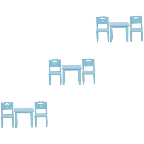 HEMOTON 3 Sätze Puppenstubentisch und Stühle Holzspielzeug für Kinder Miniatur-Puppenstubenmöbel Kinderspielzeug Kindertisch und Stühle Spielzeuge Miniatur-Tisch-Stuhl-Dekor Mini-Hausmöbel von HEMOTON