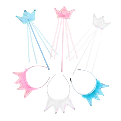 HEMOTON 3 Sätze Teiliges Prinzessin-Kronen Zauberstab Kleine Mädchen Kreatives Rollenspiel Leicht zu Reinigen Vielseitig für Halloween Weihnachten Geburtstagsfeiern Abgestimmte von HEMOTON