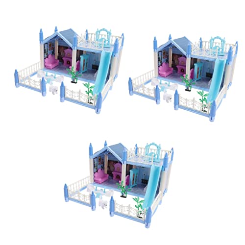 HEMOTON 3 Sätze Villa Schloss Selber Bauen 3D- -Puzzle Puppenhaus-Ornament Puppenhausspielzeug Für Mädchen Miniatur-puppenhaus Lernspielzeug Rosa Plastik Gebaut Spielzeugzimmer von HEMOTON