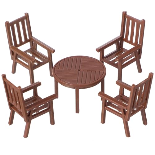 HEMOTON 3 Sets Puppenhausmöbel Aus Kunststoff Mit Tisch Und Stuhl Miniatur-Puppenhauszubehör Für Esszimmerzubehör – Maßstab 1/30 von HEMOTON