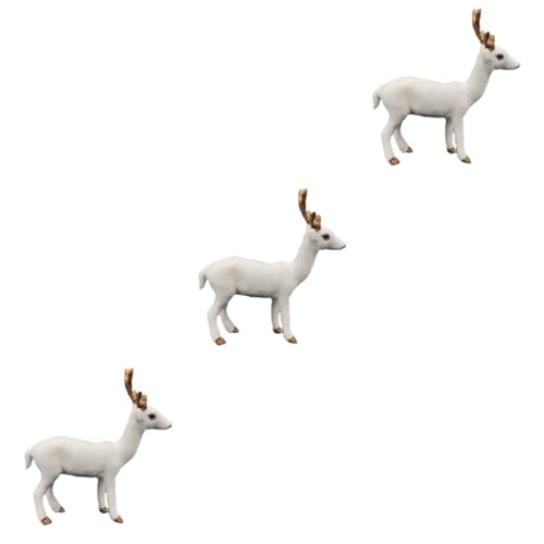 HEMOTON 3 Stck. Realistische Mini Hirschfigur Deko Tierfigur aus Hochwertigem Material Statische Wildtiere Ornamente für Desktop und Weihnachtsdeko Pädagogisches für von HEMOTON