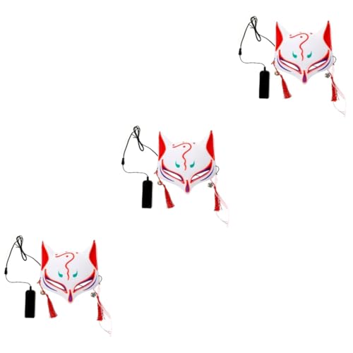 HEMOTON 3 Stk Fuchs Glow Maske halloween kostüm halloween costume Fox-Maske blinkende Kabuki-Masken Fuchs-Halloween kleidung leuchtende Maske kreative Maske Blitz Gesichtsmaske Plastik rot von HEMOTON