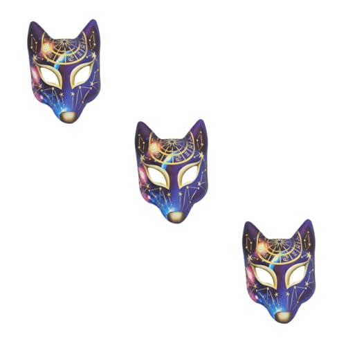 HEMOTON 3 Stk Fuchs Maske Maskerade-maske Oper Maskerade Maske Abschlussball Maske Kindermaske Cartoon-maske Weiße Masken Japanische Kabuki-maske Fuchs-cosplay-maske Bilden Halloween von HEMOTON