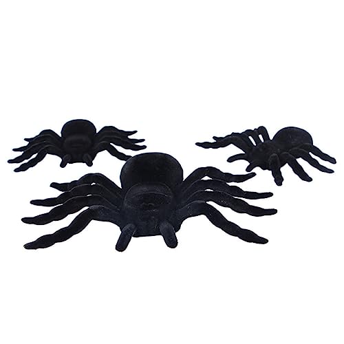 HEMOTON 3 Stück Beflockung Spinne realistische Spinne Trick gefälscht Halloween-Spinne Halloween atmosphäre Halloween kinderspielzeug Spinnen-Streichspielzeug Spinnenmodell Black von HEMOTON