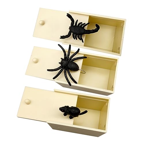 HEMOTON 3 Stück Box Halloween Manipulative Requisiten Halloween Halloween Toys überraschungskiste Funny Presents urkomische Trickspielzeuge Spinnentrick- Plastik Beige von HEMOTON