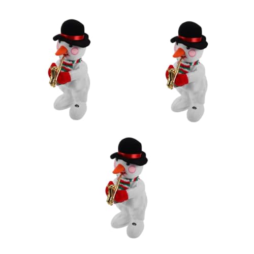 HEMOTON 3 Stück Elektrischer Plüsch Schneemann mit Musik und Tanzfunktion Kuschelige Weihnachtsfigur für Festliches Dekorative Weihnachtsdeko Batteriefrei für von HEMOTON