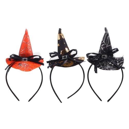 HEMOTON 3 Stück Halloween-Hexenhut-Stirnband Mini-Hut Stirnband Hexenhut Netz halloween haarschmuck haarschmuck halloween Haarreifen für Mädchen Haarzubehör Plastik von HEMOTON