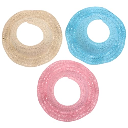 HEMOTON 3 Stück Handgefertigte Häkelstrohhüte für Puppen DIY Mini Sonnenhüte Atmungsaktive Sommeraccessoires mit Offenem Design für Puppenkleidung von HEMOTON