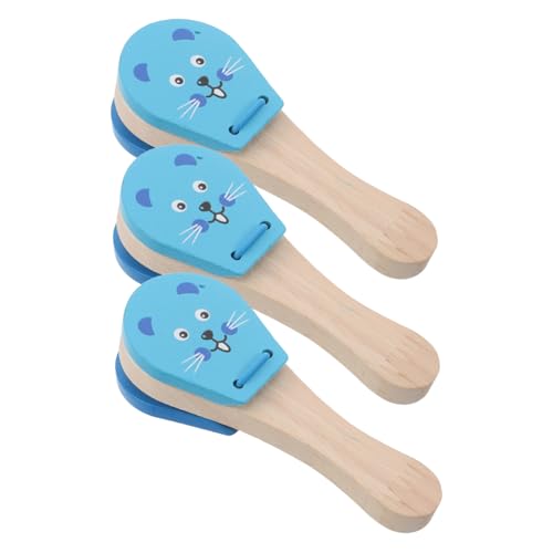 HEMOTON 3 Stück Holz Klatschinstrumente für Kleinkinder mit Tierisch Gestaltete Rasseln für Frühe Musikalische Hand Auge Koordination und Spielerisches Lernen von HEMOTON