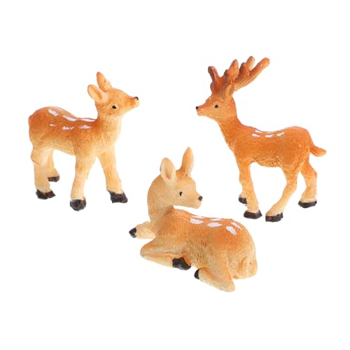 HEMOTON 3 Stück Mikrolandschaftstiere Hirschgartendekoration Geweih - Cupcake - Topper DIY Snow Globe Kit Geburtstagsgeschenk kleine tierfiguren kleine Hirschstatue Hirsch aus Mikroharz Orange von HEMOTON