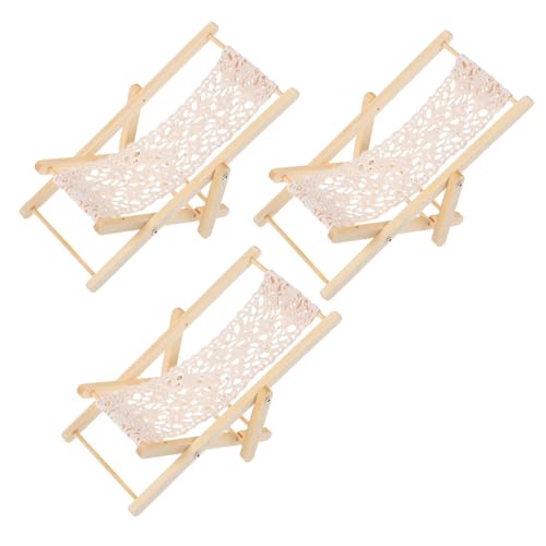 HEMOTON 3 Stück Mini Strandstuhl Kleine Sonnenliege für DIY Miniatur-landschaften Puppenhausmöbel für Feengarten-deko Mini Gartenstuhl Zubehör für Bastelprojekte von HEMOTON