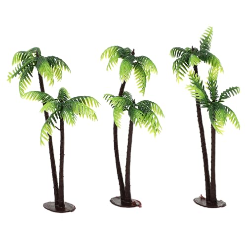 HEMOTON 3 Stück Palmenimitat Tropischer Kunststoff Mini Gefälschte Palmen Figuren Diorama Zubehör Feengarten Outdoor Spielzeug Kokosnuss Indoor Bankett Hawaii von HEMOTON