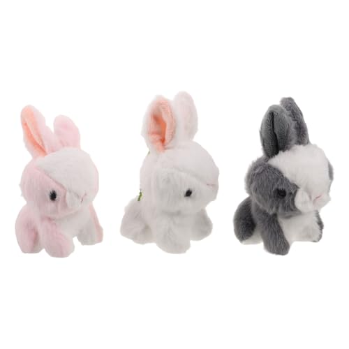 HEMOTON 3 Stück Plüsch Bunny Schlüsselanhänger Weiches Kaninchen Accessoire für Rucksack Geburtstag Party Deko Niedlicher Hasen Anhänger Dekorativ Kuschelig von HEMOTON