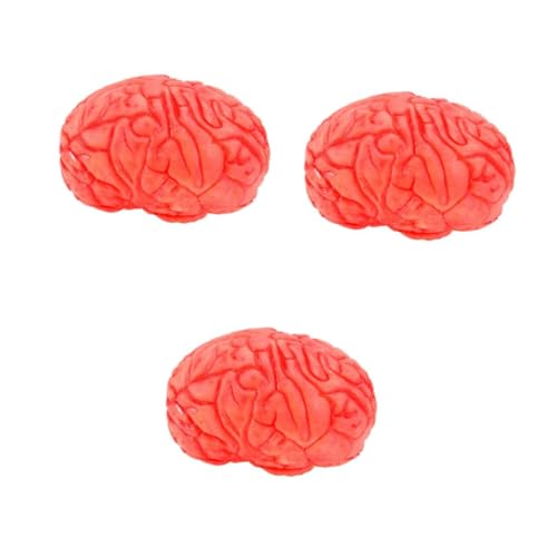 HEMOTON 3 Stück Realistisches Halloween Requisit Menschliches Gehirn Täuschend Echt zum Grusel Dekorieren und Cosplay Horror Party Deko Flexible Fake Körperteile für Spukhaus und Streiche von HEMOTON