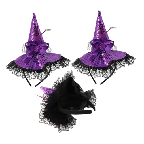 HEMOTON 3 Stück Teiliges Hexenhut Haarreif Leichtes Halloween Kostüm Zubehör für Damen Weicher Bequemer Stirnband Haarschmuck für Party Cosplay und Mottopartys HEMOTON 3 Stück Teiliges Hexenhut Haarreif Leichtes Halloween Kostüm Zubehör für Damen Weicher Bequemer Stirnband Haarschmuck für Party Cosplay und Mottopartys von HEMOTON