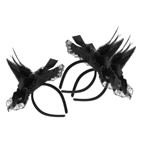 HEMOTON 3 Stück Teiliges Hexenhut Haarreif mit Glitzer-pailletten und Spitzenbesatz Halloween Cosplay Accessoire für Damen und Leicht und Bequem für Party und Kostümverkleidung von HEMOTON