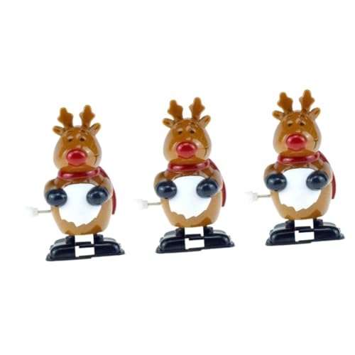 HEMOTON 3 Stück Weihnachtliches Aufziehspielzeug Elch Dunkelbraun Laufendes Blechspielzeug Umweltfreundlich Praktischer Spaß Für Halloween Party von HEMOTON