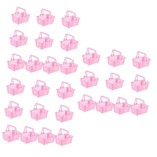 HEMOTON 30 STK Puppen-Einkaufskorb Mini-Spielzeug Kleiner Korb Puppenhauszubehör Korbspielzeug aus Kunststoff Mini-Einkaufskörbe Handheld Süßigkeiten-Korb Essenskorb Kind Plastik Rosa von HEMOTON