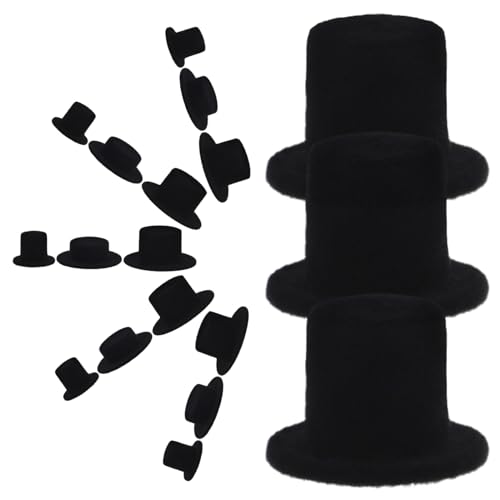 HEMOTON 30 Stück Miniatur Hut für Bastelprojekte Schwarze Clown Hüte für DIY Schneemann Dekoration Puppen Hüte und Kreative Feiern Leicht und Vielseitig Einsetzbar von HEMOTON
