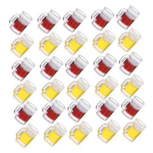 HEMOTON 30 Stück Teiliges Mini Bierkrug aus Resin Realistische Miniatur Biergläser und Rote Weinflaschen Detailgetreue Puppenhaus Deko Vielseitige Mini Bar Accessoires für Fotografie und von HEMOTON