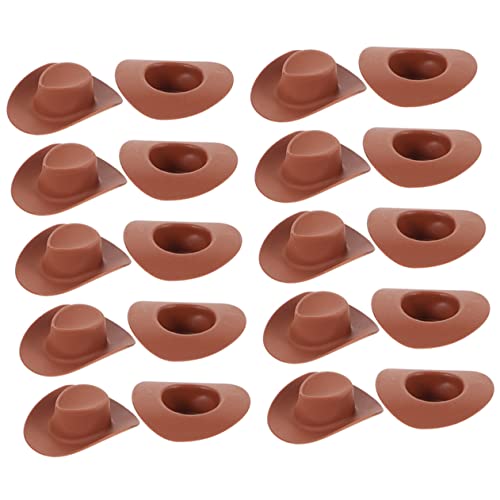 HEMOTON 30st Mini-cowboyhut Hut Für Kleine Puppe Cowboy-Hut Partyhut Cowboyhut Aus Cowgirl-Hut Strohhut Mädchen Hut Kleine Geburtstagshüte Disco-spiegelhut Cowboyhüte Brown von HEMOTON