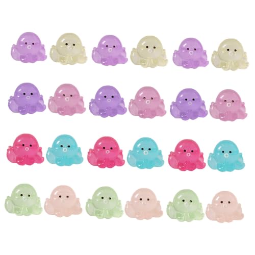 HEMOTON 32stücke Mini-oktopusfiguren Aus Kunstharz Leuchtende Meerestier-Ornamente Für Feengarten Aquarium Und DIY-Dekorationen Kleine Meerestierfiguren Als Schreibtischdeko von HEMOTON